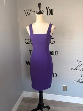 EUC Forever 21 Purple Square-Neck Midi Sheath Dress Size S
